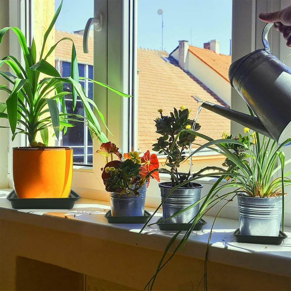 Square Plant Saucer 14 Inch 5 Pack, Durable Plastic Plant Trays Plant Pot Saucers, Square Planters for Indoors and Outdoors Plants, Garden Large Plant Saucers for Pots Black.