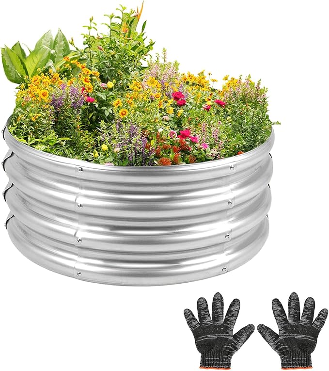 Outdoor Metal Galvanized Raised Planter Box,Rectangular Large Garden Bed Kit for Vegetables, Fruits, Flowers and Herbs 4X2X1 FT (2X2X1)