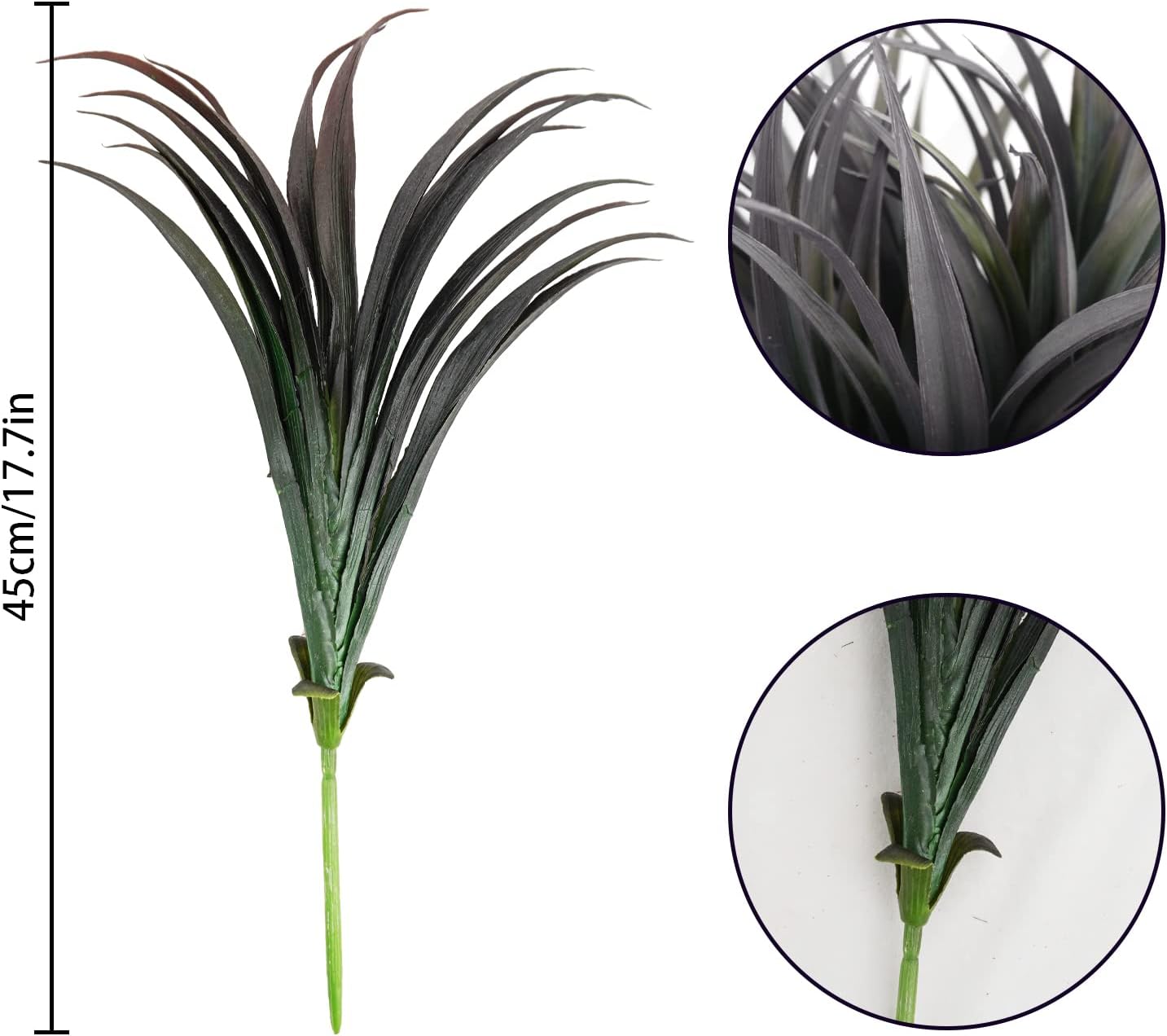 16Pcs Artificial Grass Fake Plants 17.3in Outdoor Plants UV Resistant Faux Greenery Stems Fake Grass for Home Window Garden Office Patio Pathway Front Porch Décor Green & Black