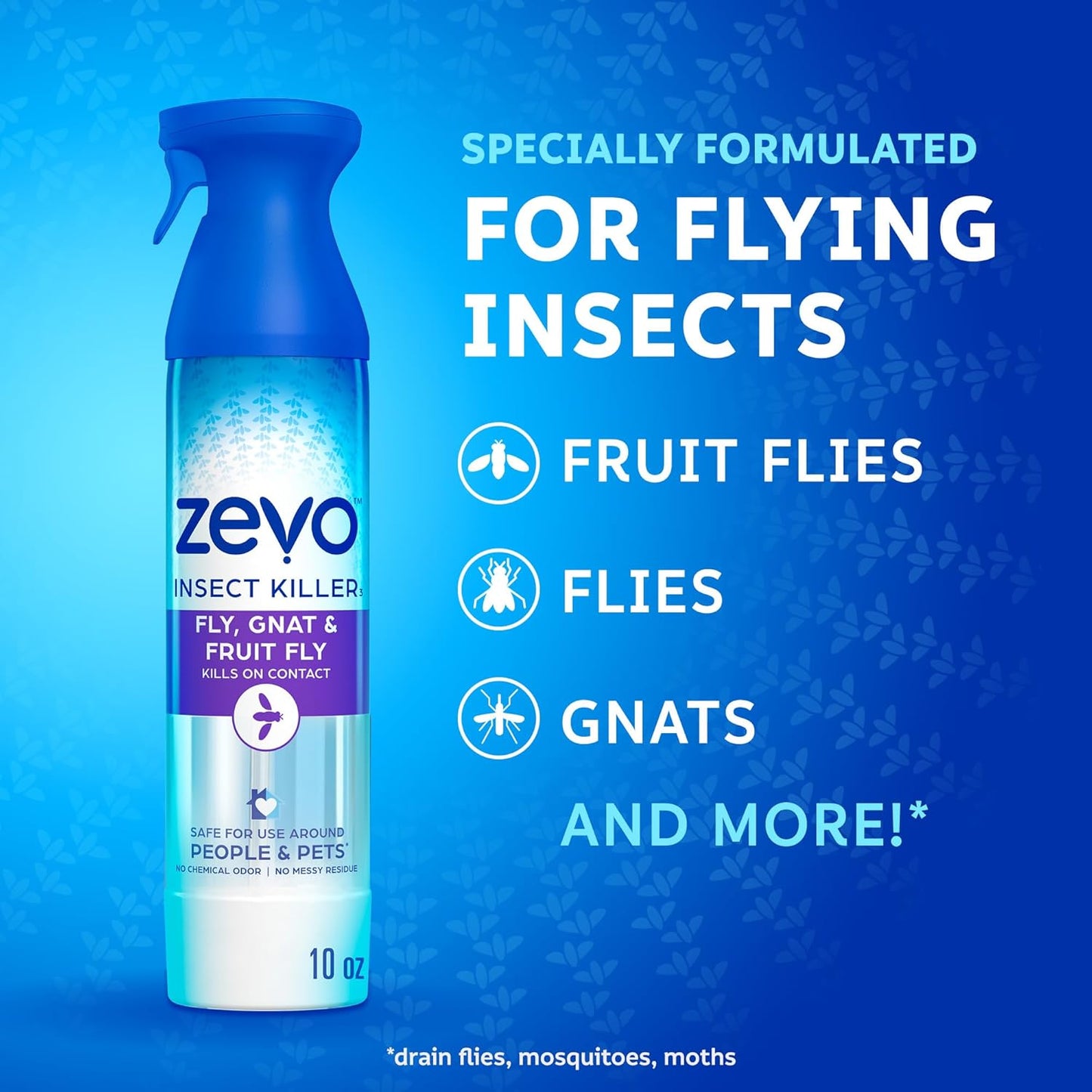Zevo Flying Insect Killer Spray - Bug Spray for Home Use - Versatile Gnat, Mosquito, Fruit Fly Killer & More - with Rosemary & Cornmint Oil - for Indoor & Outdoor Use (2 Bottles)