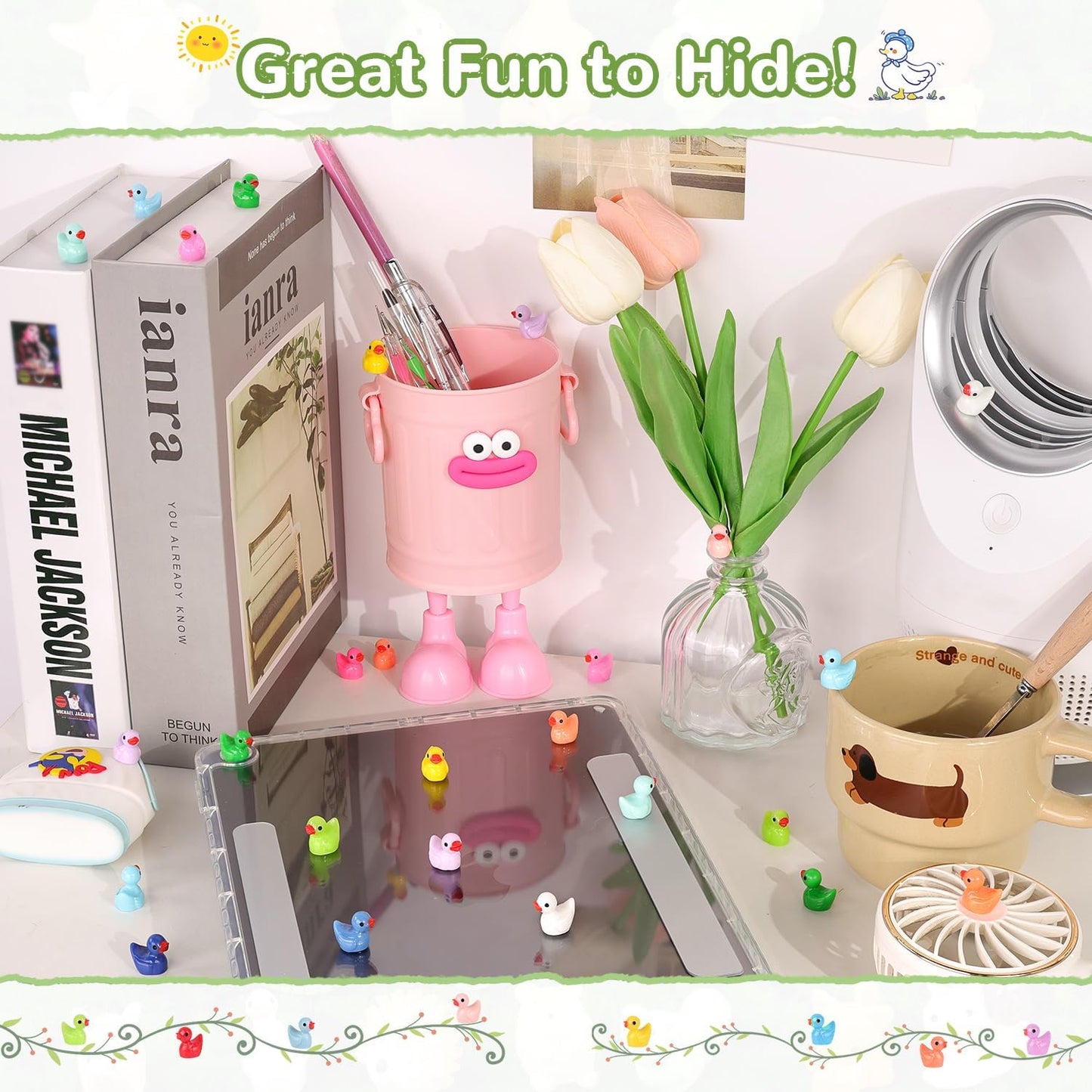 200PCS Mini Resin Animals Cute Tiny Ducks,Miniature Duck Figures to Hide,Little Animal Toys Small Figurines Bulk for Topper Desk Garden Dollhouse Landscape Aquarium Ornaments DIY Crafts & Decor