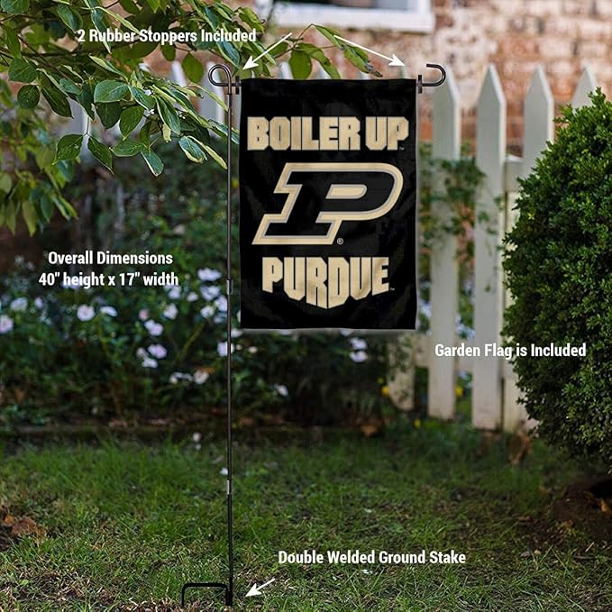 College Flags & Banners Co. Purdue Boilermakers Boiler Up Garden Flag with Pole Stand Holder