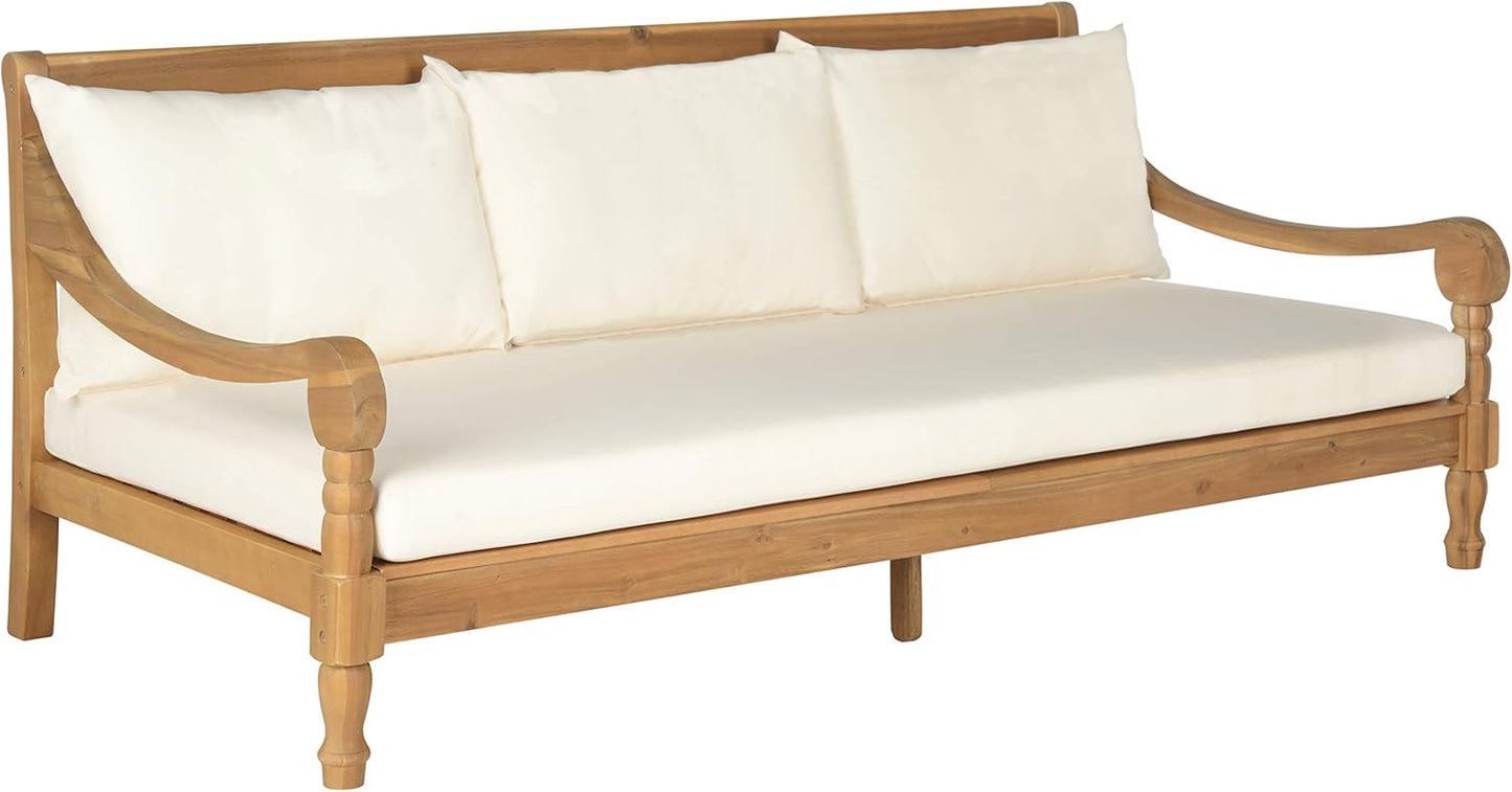 Safavieh Outdoor Collection Pasadena Brown /Taupe Acacia Wood Cushioned Daybed