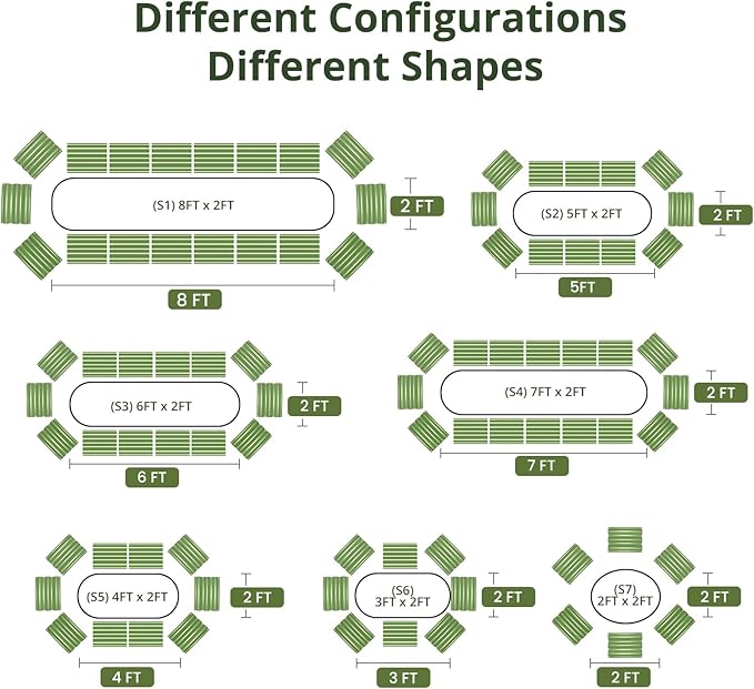 Raised Garden Bed Kit, 8x2x1 ft Galvanized Planter Box Outdoor, Oval Large Metal Raised Beds for Gardening Vegetables Flower Herb (Avocado Green)