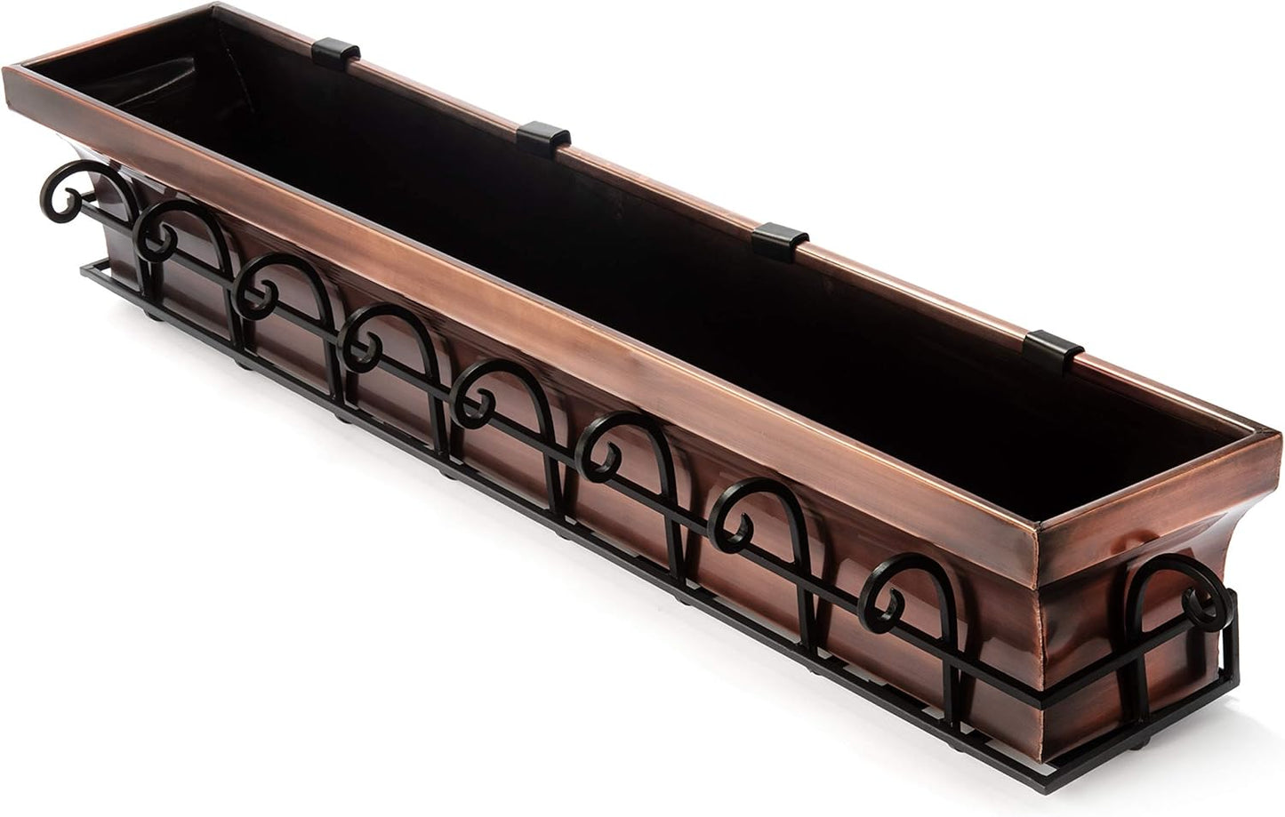 H Potter Window Planter Box Copper Outdoor Flower Plant Container for Windows Attach to House Deck Balcony Long Rectangular Shape 48 Inch Length GAR514B