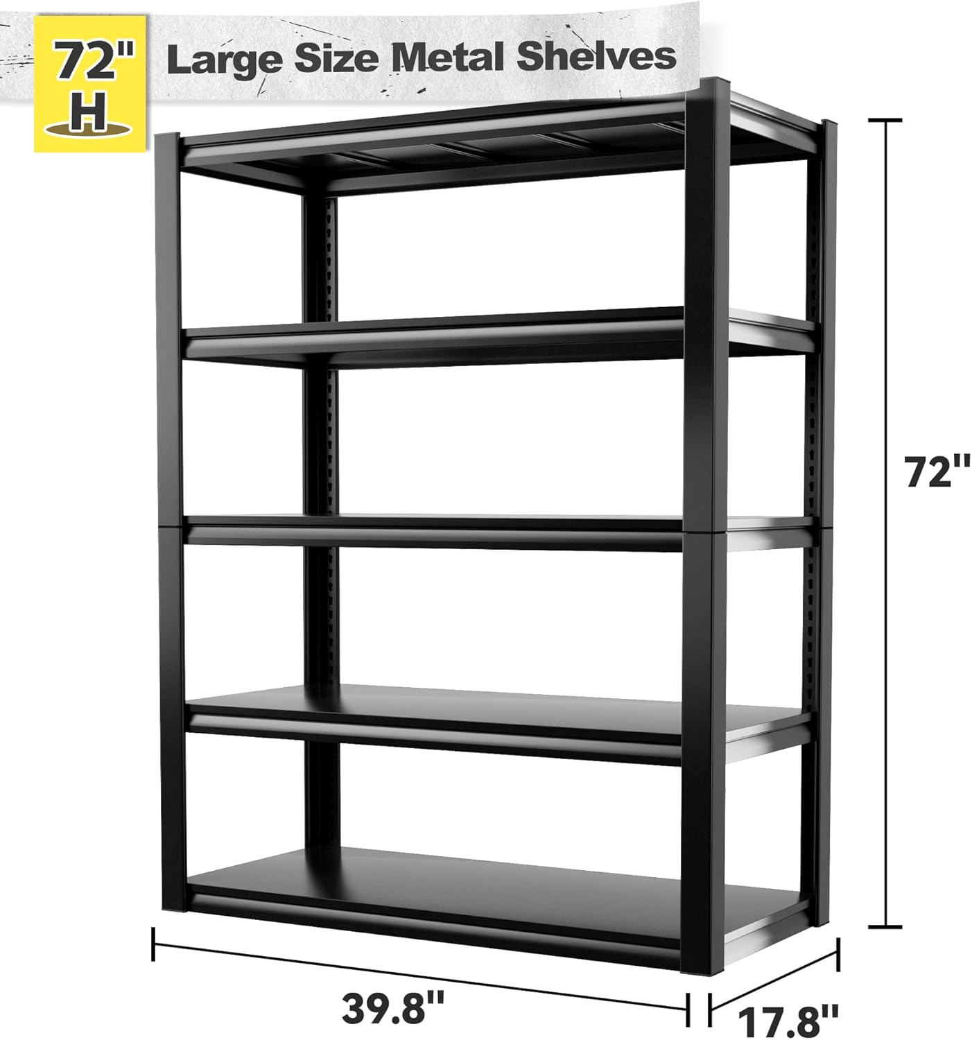 REIBII Garage Shelving Heavy Duty Storage Shelves, Extra Large Adjustable Storage Rack with 5 Tier Metal Shelving Unit, 2500LBS Loads Heavy Duty Shelf, Easy Assembly, 4 Pack