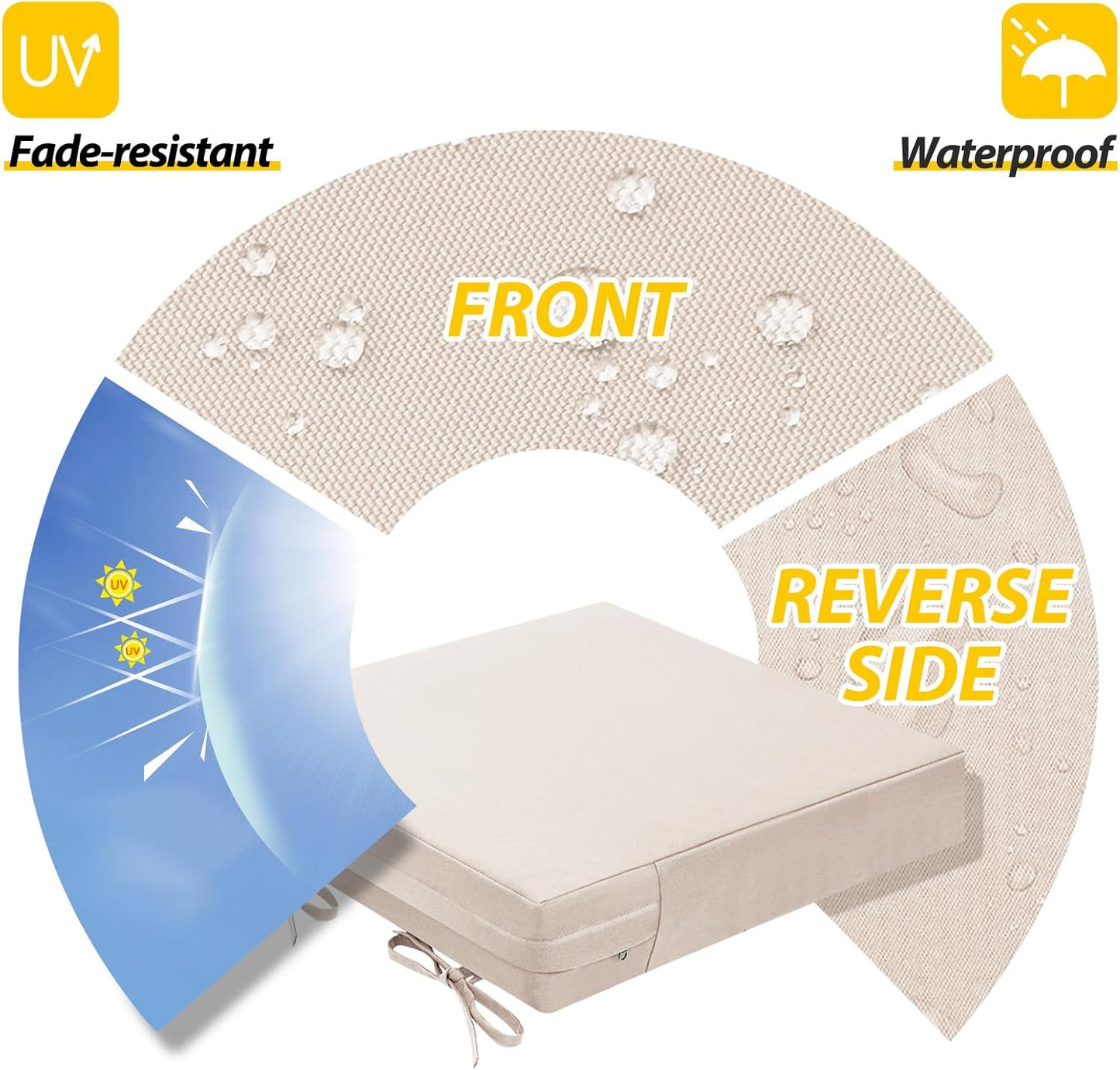 AAAAAcessories Outdoor Seat Cushions for Chairs, Waterproof, Fade-Resistant Patio Furniture Replacement Cushions, 21" x 21" x 4", Set of 2, Khaki Beige