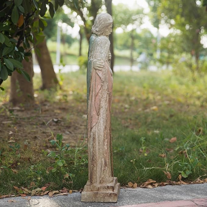 Holy Family Garden Statue Large Catholic Outdoor Sculpture H31.5” Big Sacred St Joseph Tall Virgin Mary Religious Saint Mother of God Outside Yard Lawn Patio Painted Resin