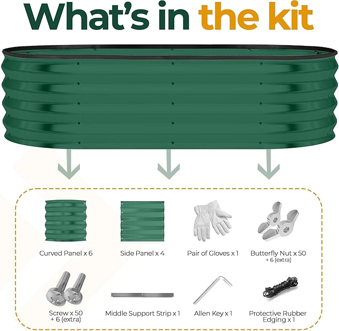 Utopia Home Galvanized Raised Garden Bed, 4 by 2 by 1 feet Lightweight Planter Boxes Outdoor with Easy Assembly, Large Garden Bed for Vegetables, Fruits, Flowers, Green