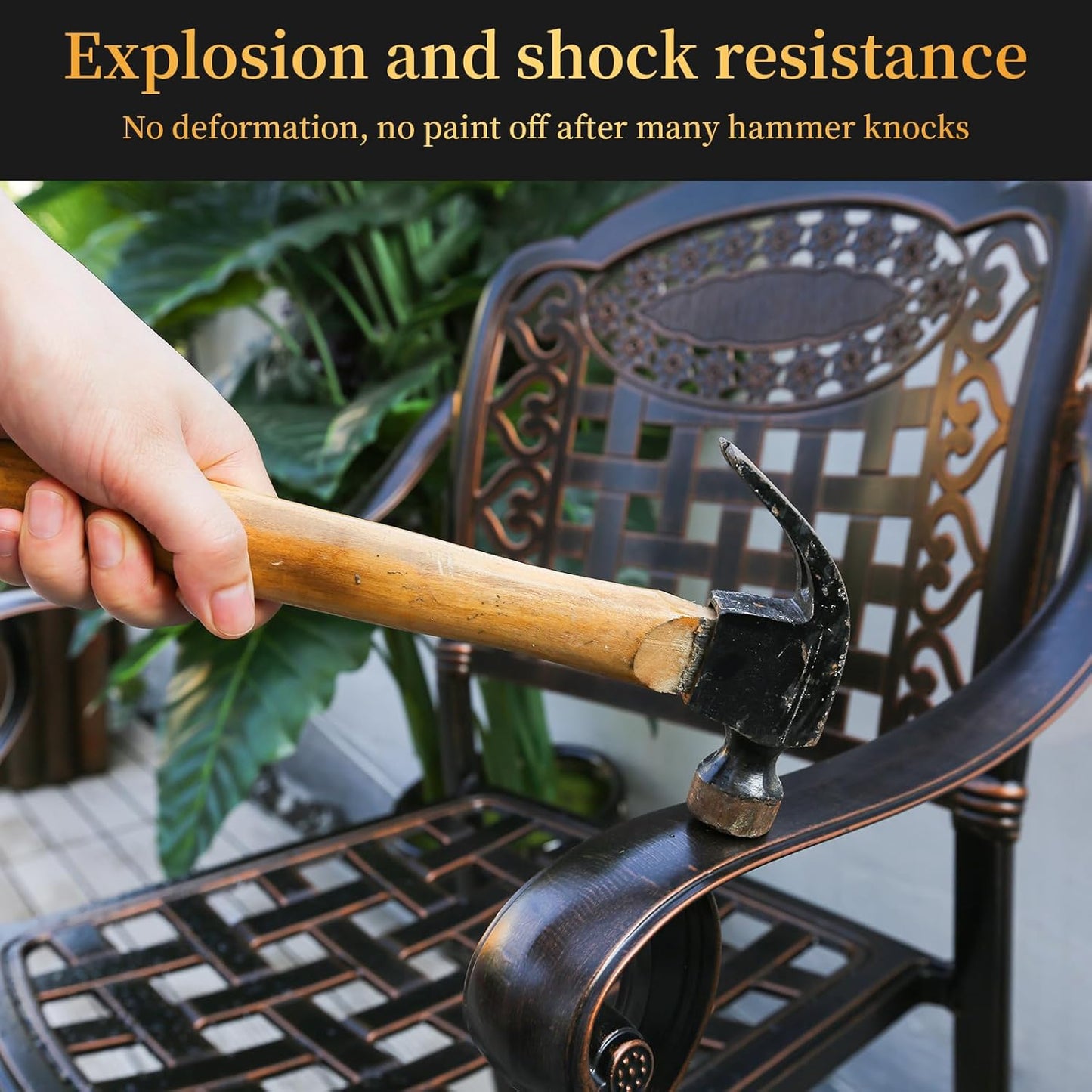 Outdoor Dining Chair Cast Aluminum Patio Chairs Set of 2 All-Weather Patio Dining Chair with Adjustable Feet for Backyard Garden (Concierge Chair)