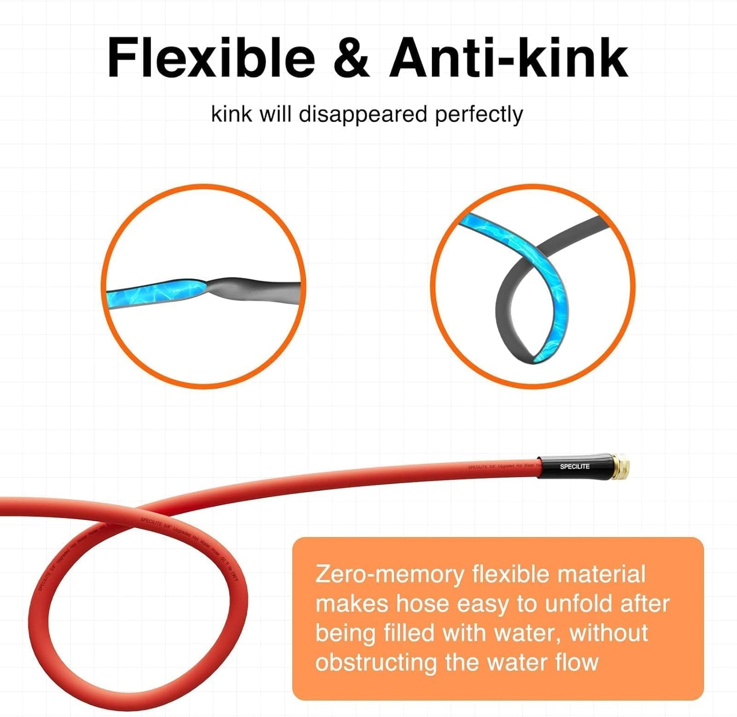 Hot/Cold Water Hose 5/8" x 25 ft,Heavy Duty Red Garden Hose -50℉ to 190℉,Flexible & Lightweight Rubber Hoses With 3/4" Brass Fittings for Yard,Outdoor,Farm