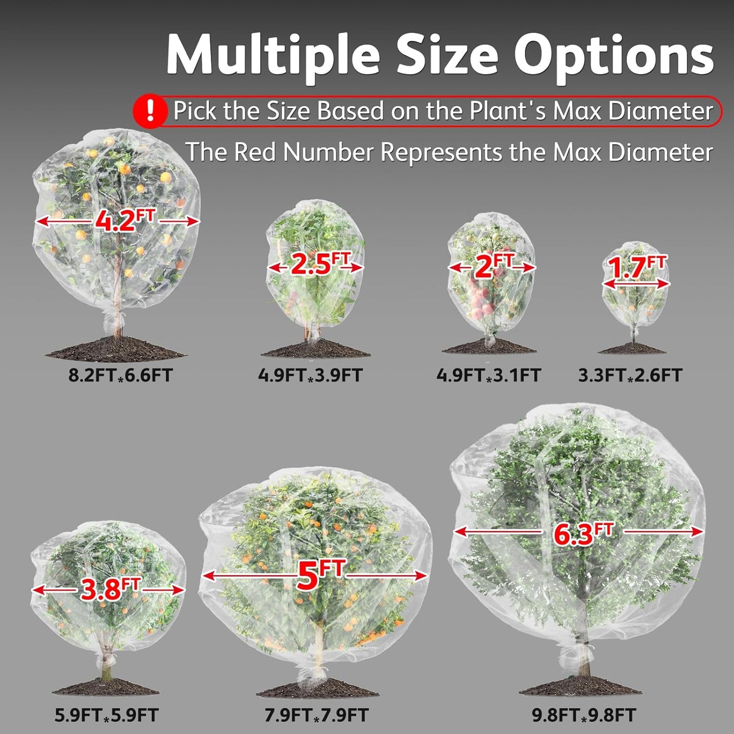 JOJOLEE Fruit Tree Netting for Garden Protection, 1Pc 9.8 x 9.8FT Insect Bird Nettings with Zipper and Drawstring, Plant Cover Mesh Net Bags for Blueberry Bushes, Tomatoes, Flowers