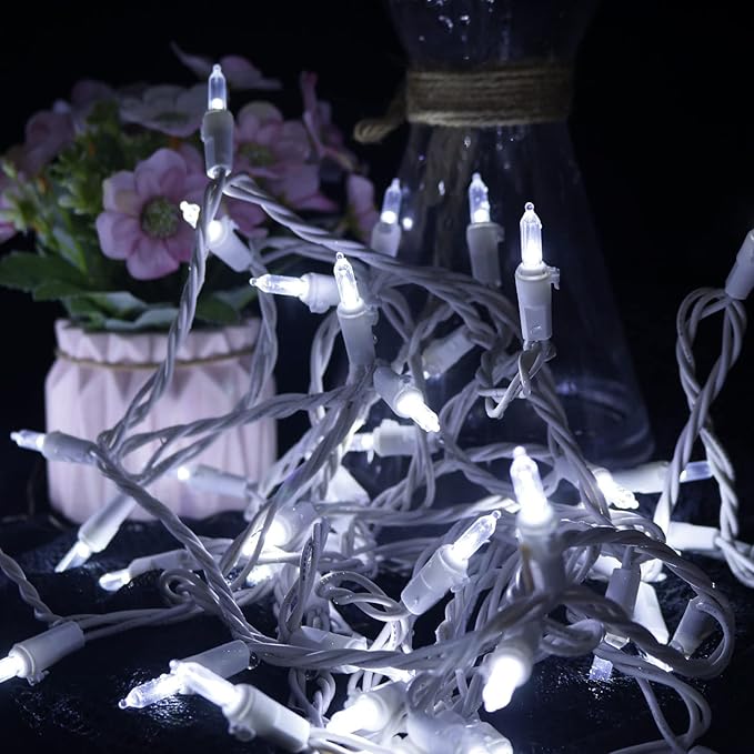 MULTI-SPARKING White LED Christmas Lights - 100 Count Cool White Christmas String Lights for Tree, Party, Wedding, Holiday, Indoor and Outdoor Decor, 33 Feet White Wire, UL Certified, Connectable