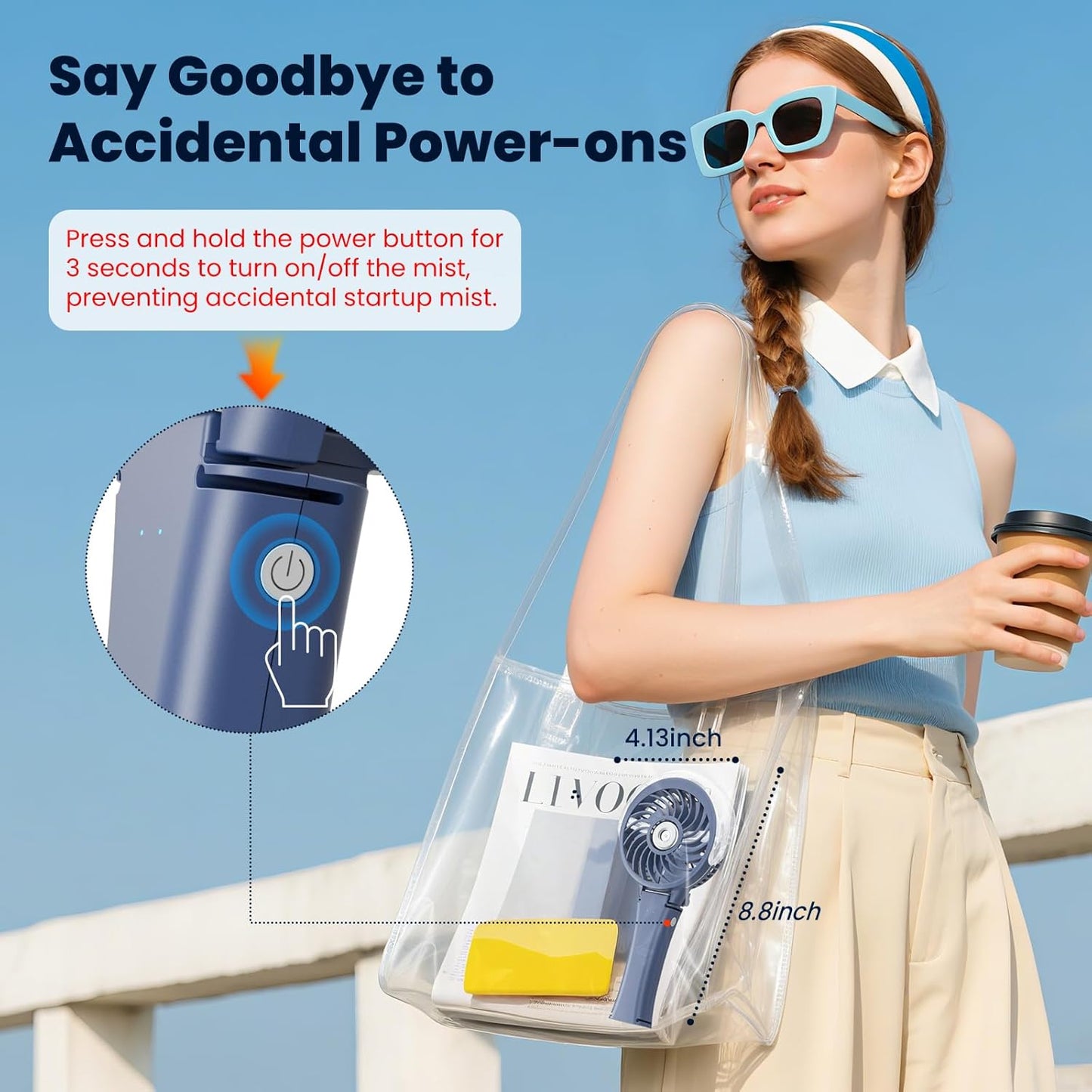 HandFan Upgraded Portable Handheld Misting Fan, Rechargeable Personal Mister Fan, Spray Water Mist Fans, Foldable Mini Cooling Hand Fans for Summer Beach Travel Concerts, Gifts for Women(Royal Blue)