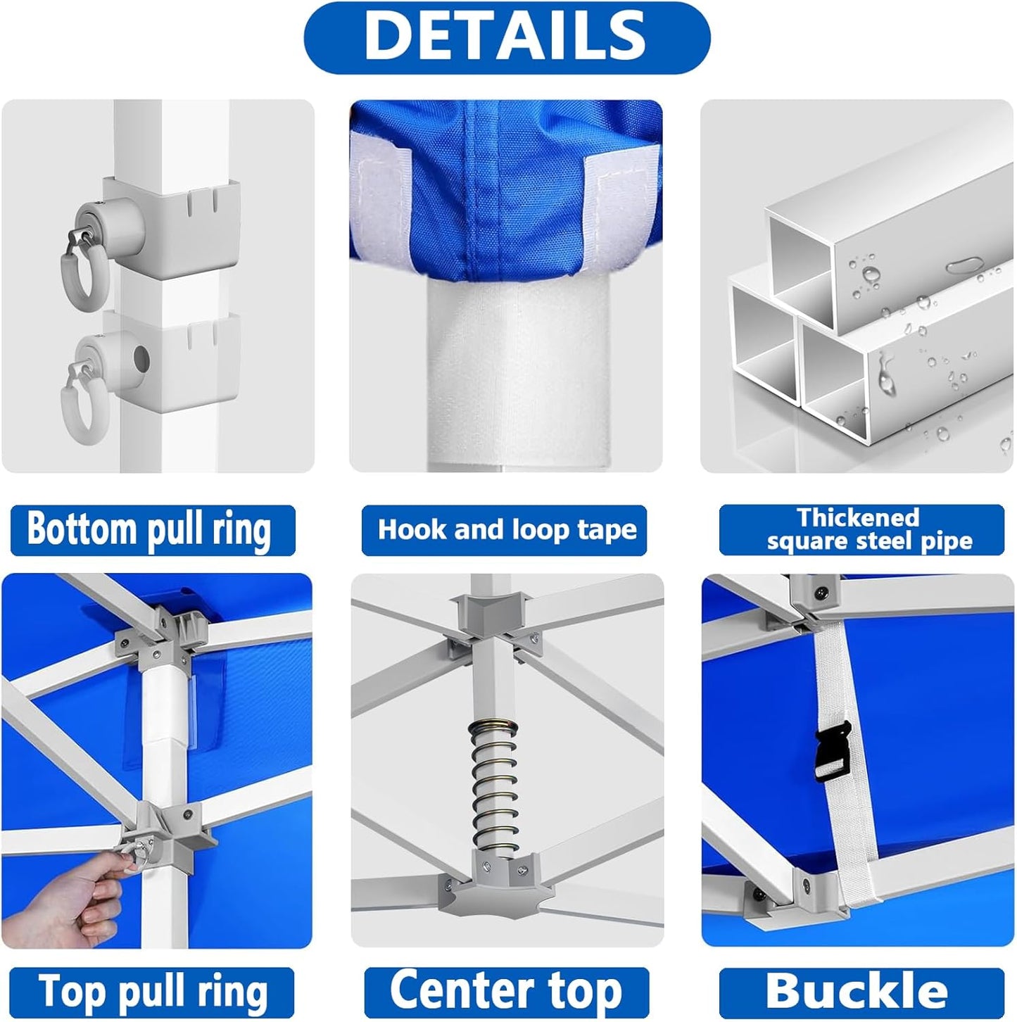 COBIZI 13x26 Pop Up Canopy with 6 Sidewall,Heavy Duty Canopy UPF 50+ All Season Wind Waterproof Commercial Outdoor Wedding Party Tents for Parties Canopy Gazebo with Roller Bag(13 x 26 ft Blue)