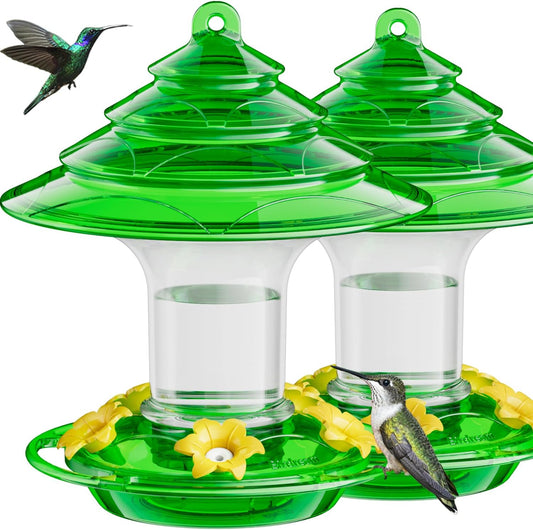 Birdream Hummingbird Feeder for Outdoors Hanging 40oz 10 Feeding Ports, 2 Pack Humming Bird Feeder with Ant Moat Brush Leak Proof - Green