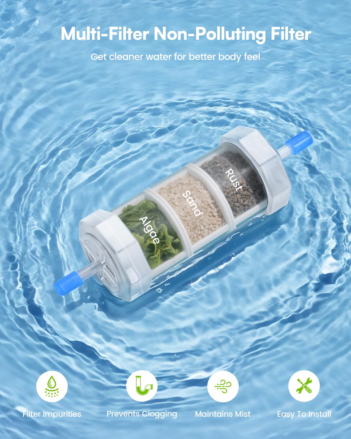 RAINPOINT Misters for Outside Patio - Upgraded 75FT(23M) Misting System Kit with Water Filter for Cooling Outdoor, 75FT Misting Line + 22 Mist Nozzles for Backyard Garden Porch Deck Greenhouse