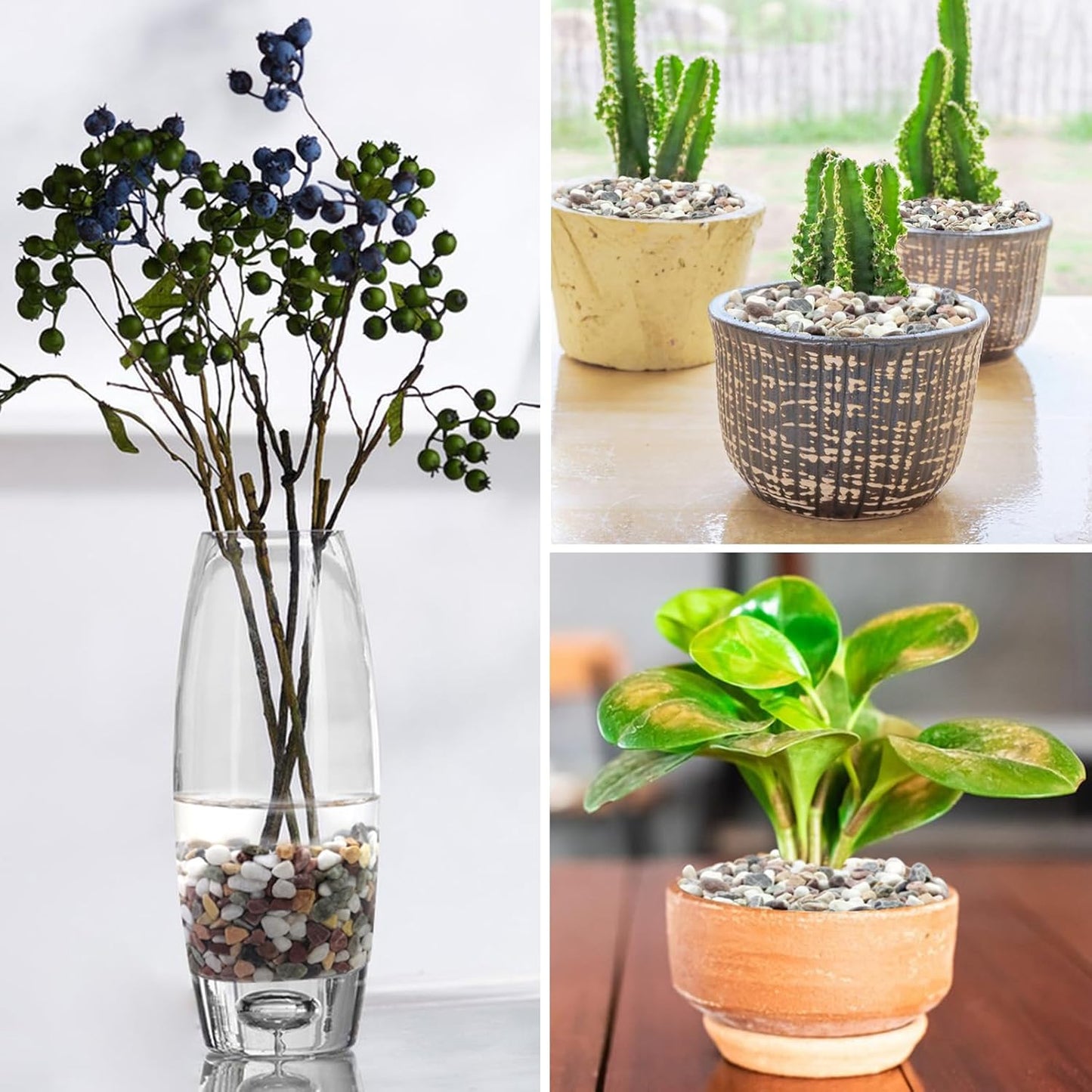 5lbs Mixed Color Pebbles for Plants, 3/8inch Small Rocks for Succulent Cactus Planters, Natural Polished Pebbles, River Rocks for Plants, Vases, Garden