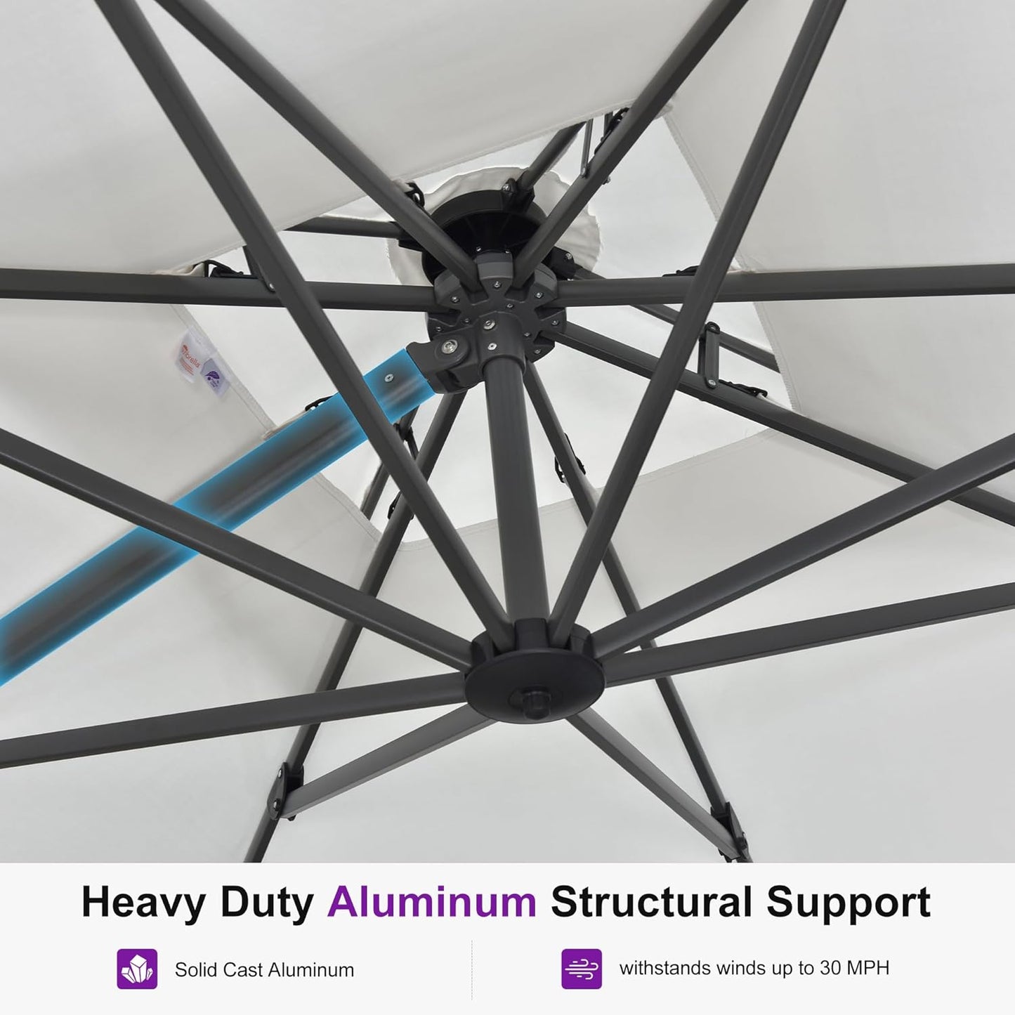 PURPLE LEAF Cantilever Umbrella 12 Feet Outdoor Square Double Top Large Offset Hanging 360° Rotation Heavy Duty Umbrella for Garden Patio Deck Pool Backyard Canvas Natural