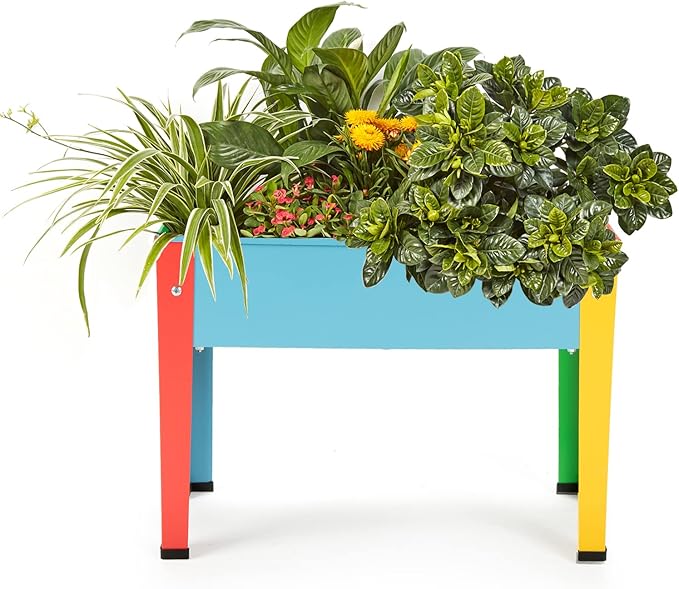 Raised Garden Bed With Legs, Galvanized Planter Box for Herbs and Vegetables (Multi-Colored)