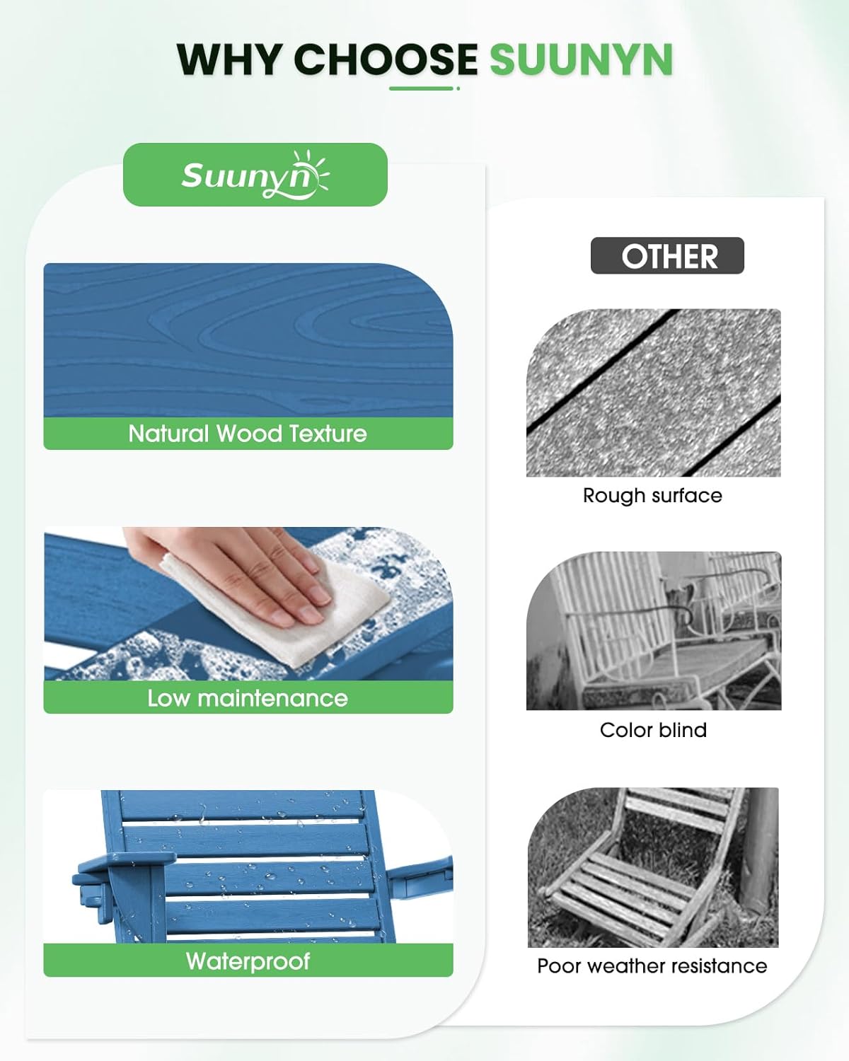 Adirondack Chairs Set of 4, Outdoor Fire Pit Chairs, HDPE All-Weather Adirondack Chairs with Cup Holder, Lawn Chair for Deck, Patio, Garden (NavyBlue)