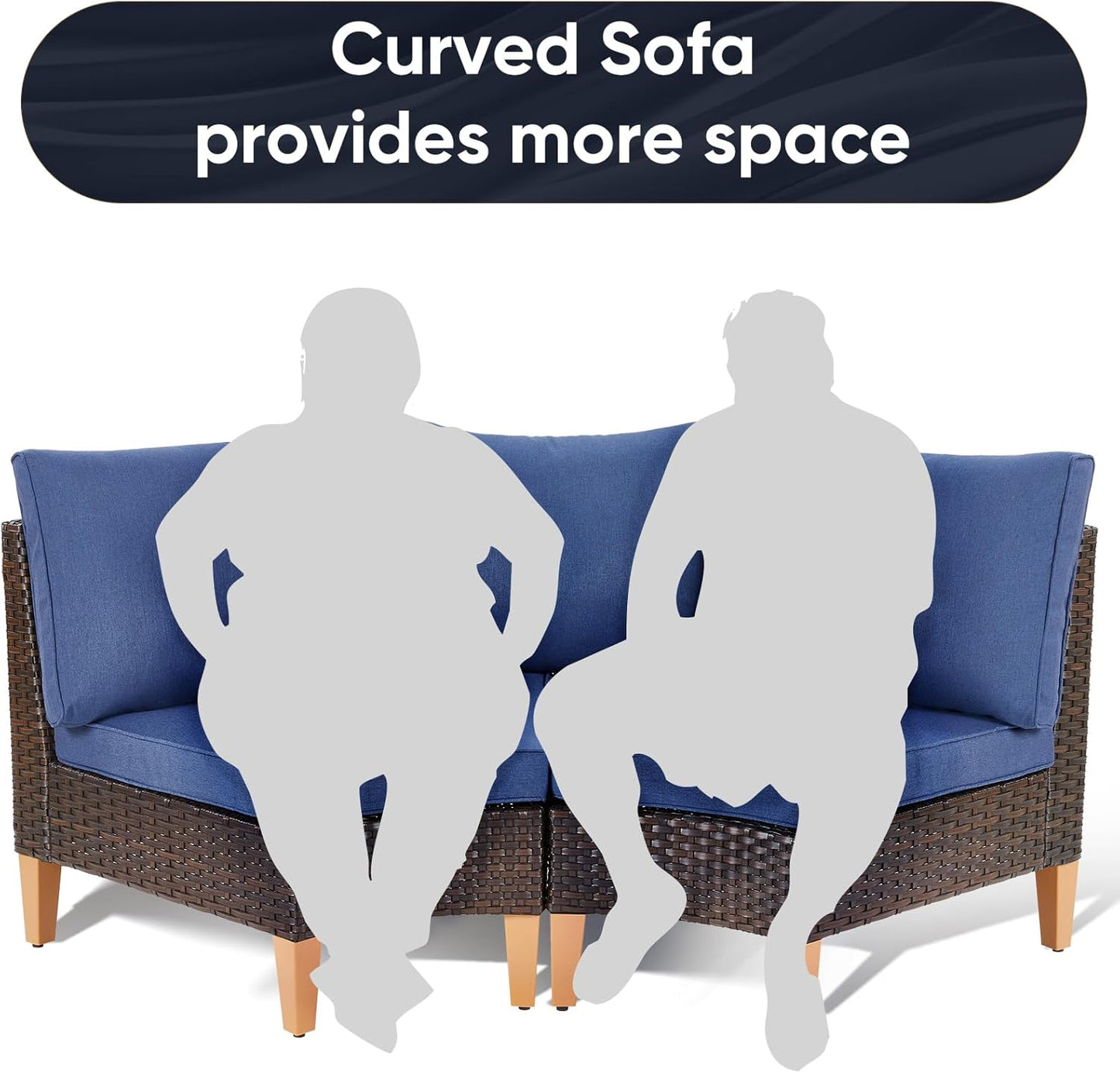 HUMMUH Patio Furniture Set with Fire Pit Table,Outdoor Sectional Couches Swivel Patio Chairs and Ottomans,All Weather PE Wicker 11 Pieces Patio Conversation Sets for Garden Porch Backyard in Blue