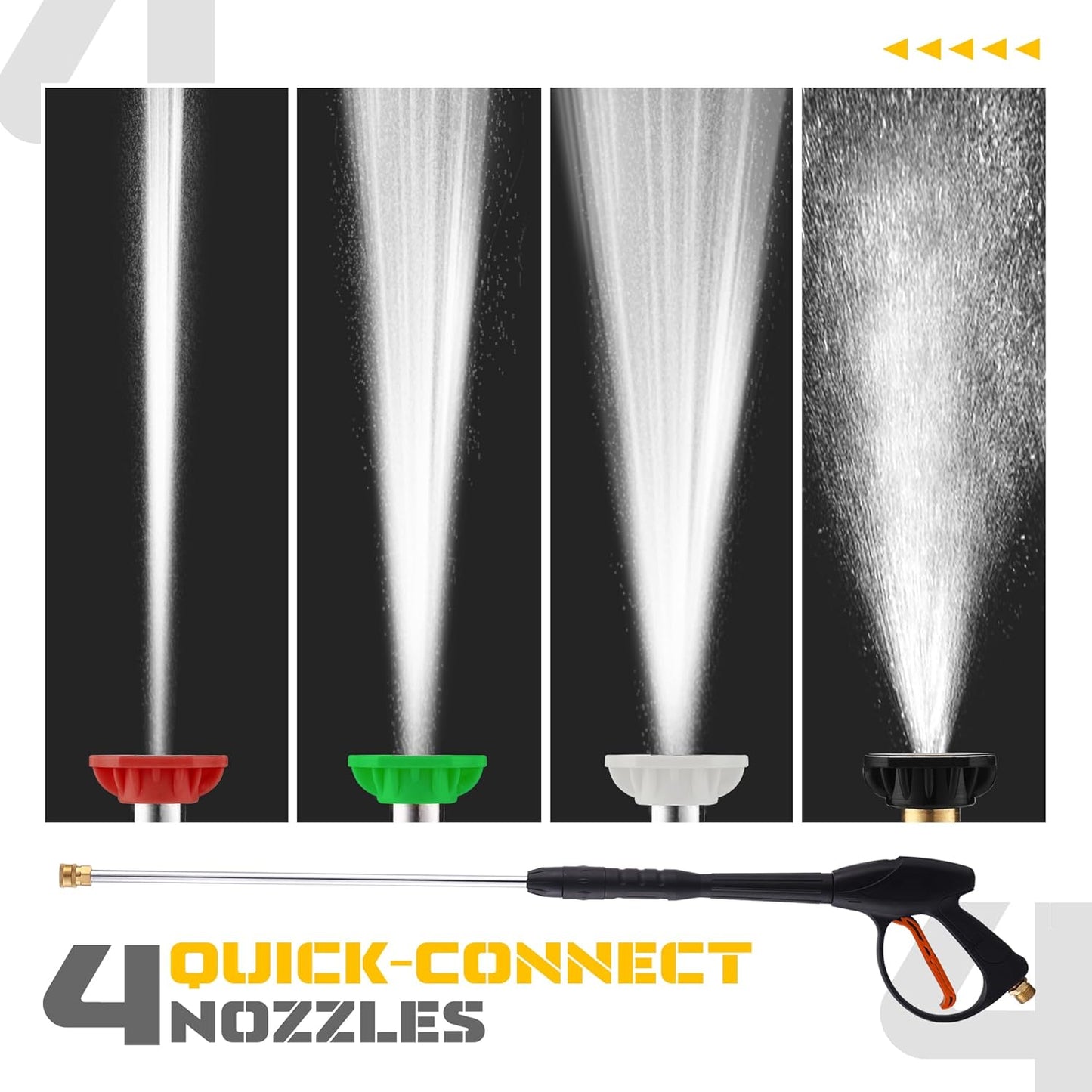 3500 PSI Gas Pressure Washer, 2.3 GPM High Power Washer with 209CC Engine, 25FT Hose, 4 Quick-Connect Nozzles, for Cleaning Walls, Vehicles, Gardens, Driveways, Concrete(Orange)