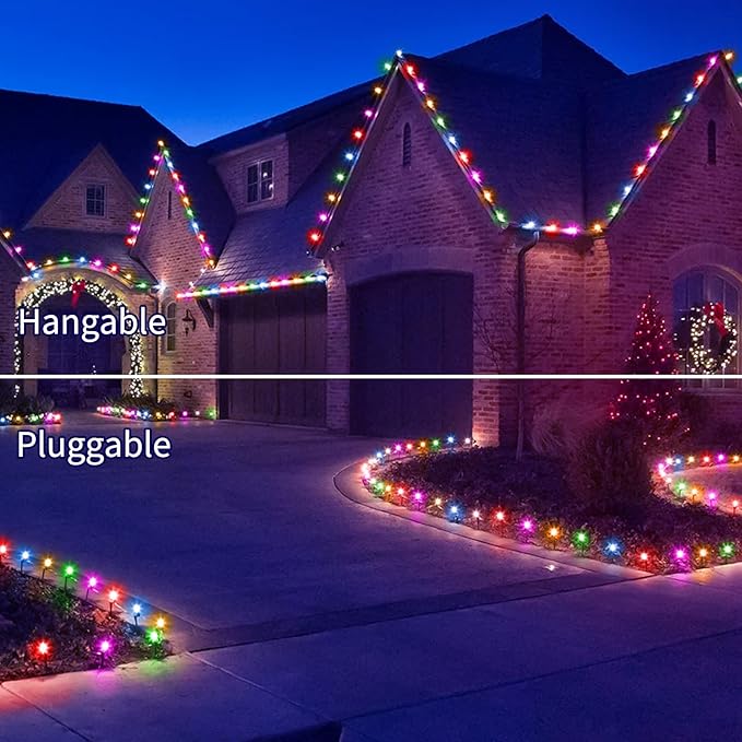 C9 Christmas String Lights Outdoor - 25.7 Feet 20 LED Pathway Lights, Connectable Waterproof Walkway Lights for Indoor Xmas Party Holiday Wedding Commercial Decorations, Multicolored
