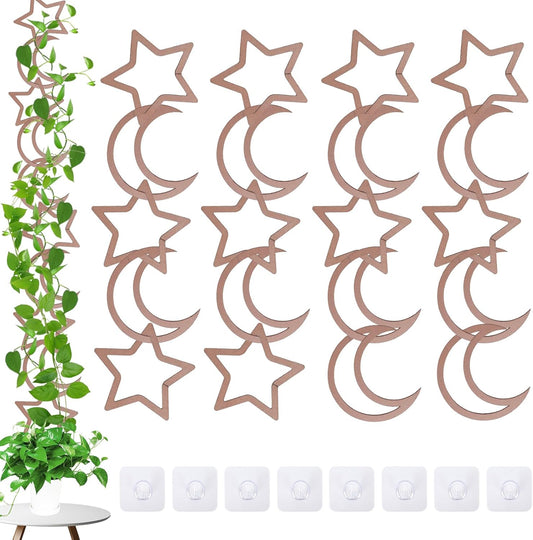 20pcs Chain Trellis for Climbing Plants, HSSZXFR DIY Plant Climber Support for Vines and Garden Wall Trellis, Indoor and Outdoor Accessories for Monstera Pothos Ivy Flower (Star and Moon)
