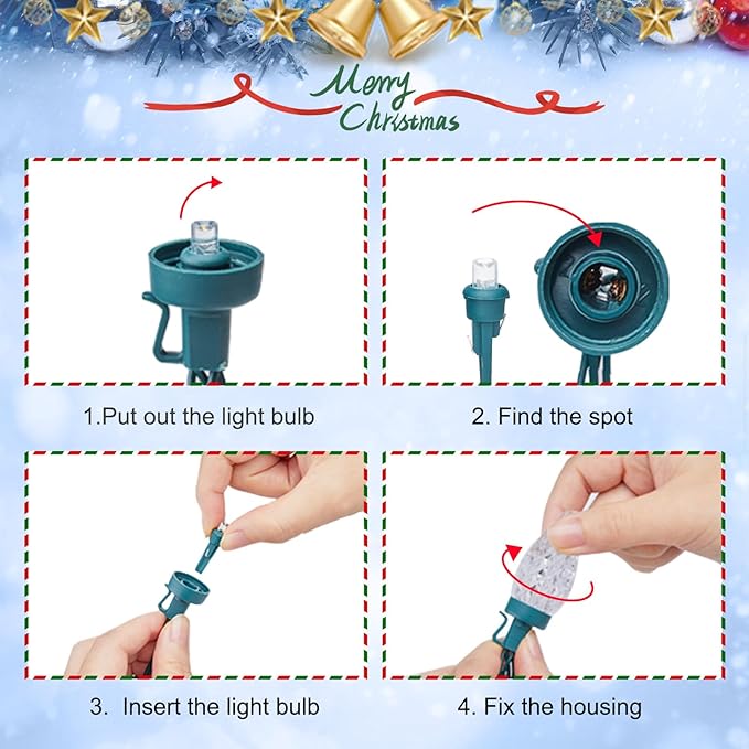 C9 Christmas String Lights White, 66ft 100 LED Faceted Christmas Lights on Green Wire, Large Bulb Strawberry String Lights for House Roof Roofline Christmas Tree Party Outdoor