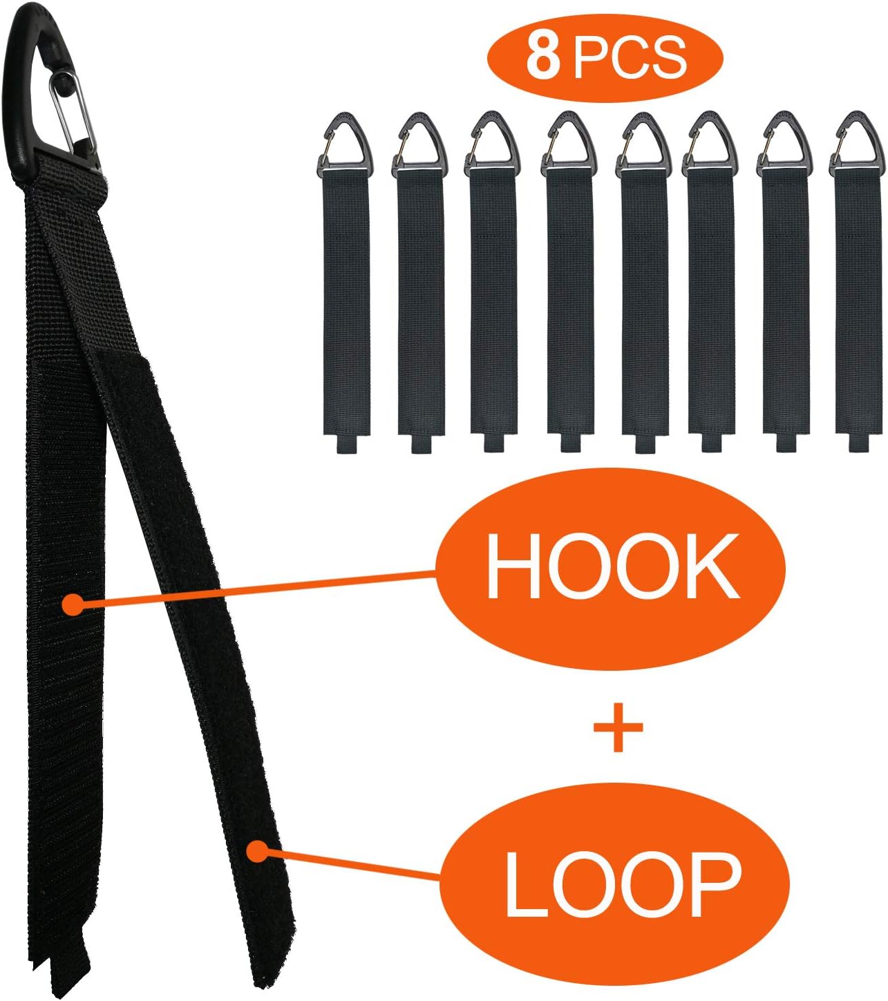 Extension Cord Organizer(8 Pack), Garage Organization and Storage, 16-Inch(Unfolded) Heavy Duty Storage Strap for Extension Cord within 100ft or Hoses within 35ft, with Triangle Buckle for Hanging