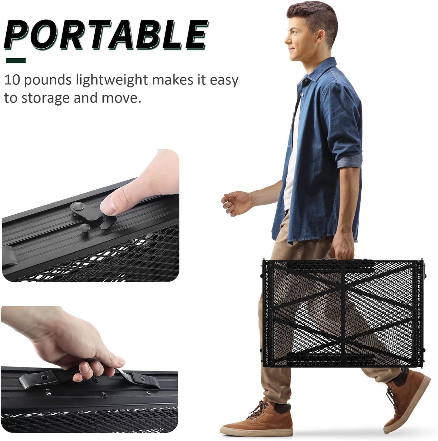 Folding Gril Table, 4x2 FT Camping Table with Mesh Desktop,Height Adjustable Folding Grill Table with Mesh Bag,Portable Outdoor for Picnic,Camping,BBQ,Beach(Black)