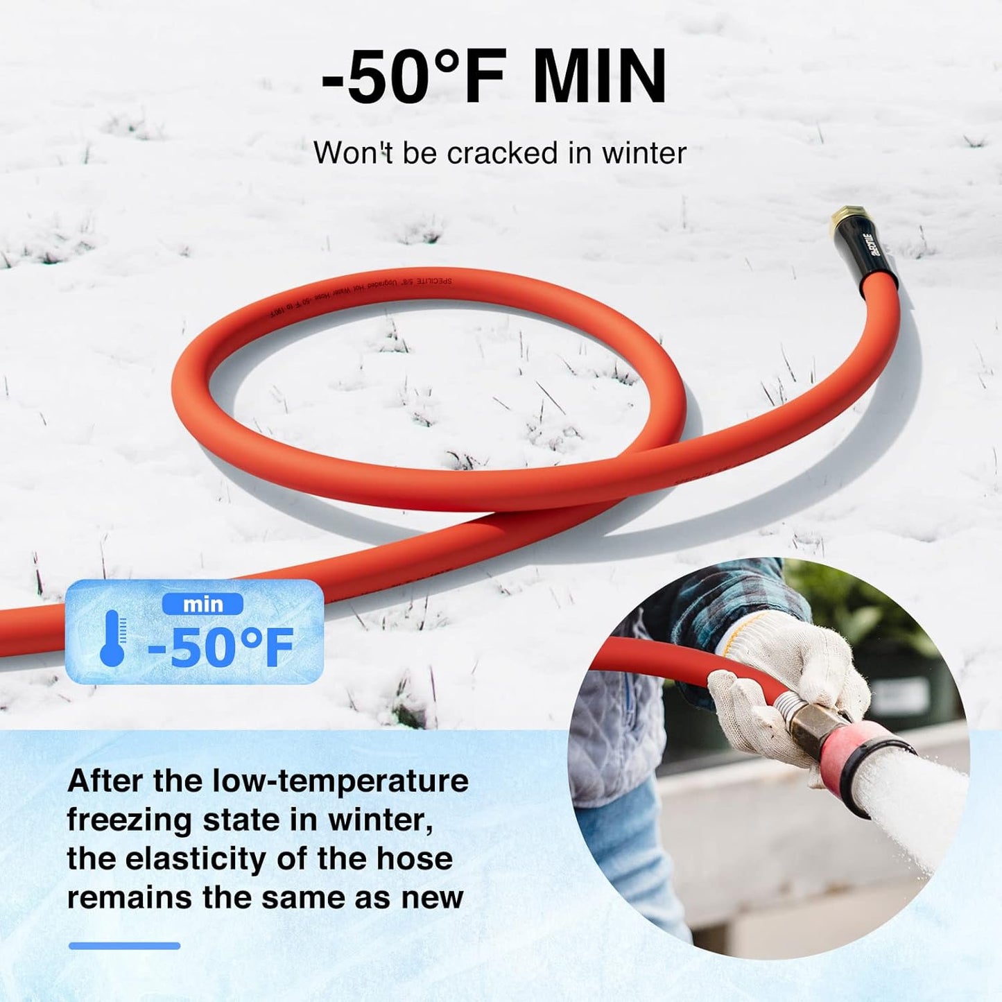 5/8" Hot/Cold Garden Water Hose 75 ft, -50℉-190℉,Flexible & Lightweight With 3/4" Brass Fittings for Yard, Outdoor, Farm, Red