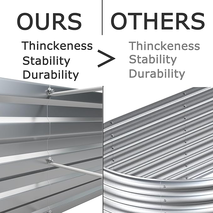 6x1.5x1ft(2 Pack) Galvanized Raised Garden Bed,Outdoor Planter Box Metal Patio Kit Planting Bed for Vegetables Flowers Herb,Silver