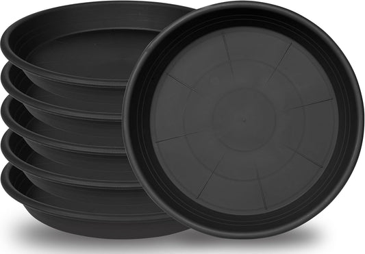 6 Pack of 12 inch Plant Saucer Plant Tray, Plastic Plant Saucer 12 inch, Heavy Duty Plant Tray for Pots, Plant Saucers for Indoors Planter, Garden Water Plate Bowls 10"/11"/12" (Black)
