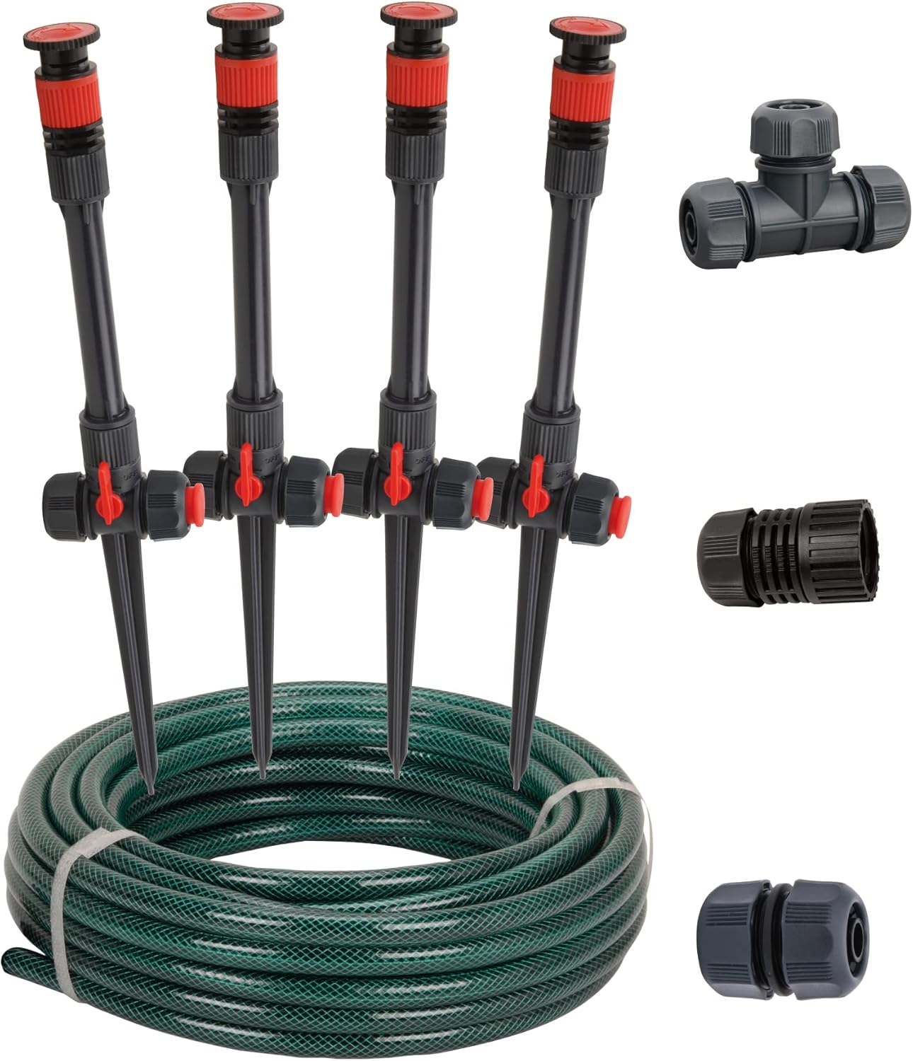 Eden 98063 Multi-Adjustable Flex Design Above Ground Irrigation Garden Sprinkler System, Sprinkler & Hose, DIY Plant Watering Set