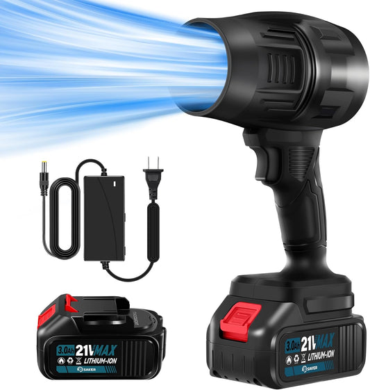 Saker Cordless Leaf Blower Portable Dust Cleaner Handheld Lightweight Blowers 180000 RPM with Adjustable Speed for Patio Cleaning, Drying,Camping Gift 2 Batteries BF170 Black