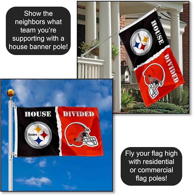 WinCraft Pittsburgh Steelers and Cleveland Browns House Divided Flag Rivalry Banner