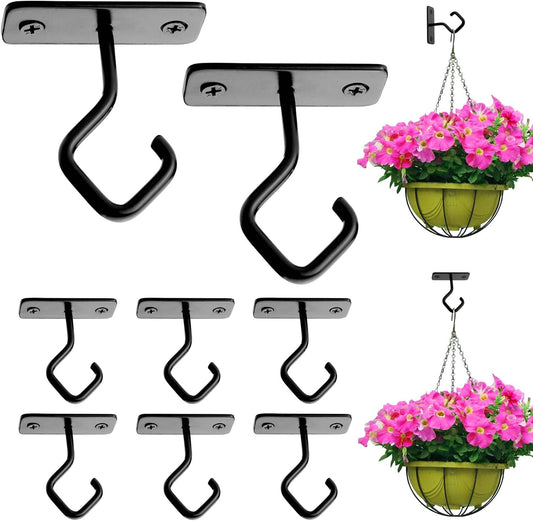 Ceiling Hooks for Hanging Plants: Iron Plant Bracket for Wall Mount - Metal Plant Hanger Indoor Hooks - 8 Pack