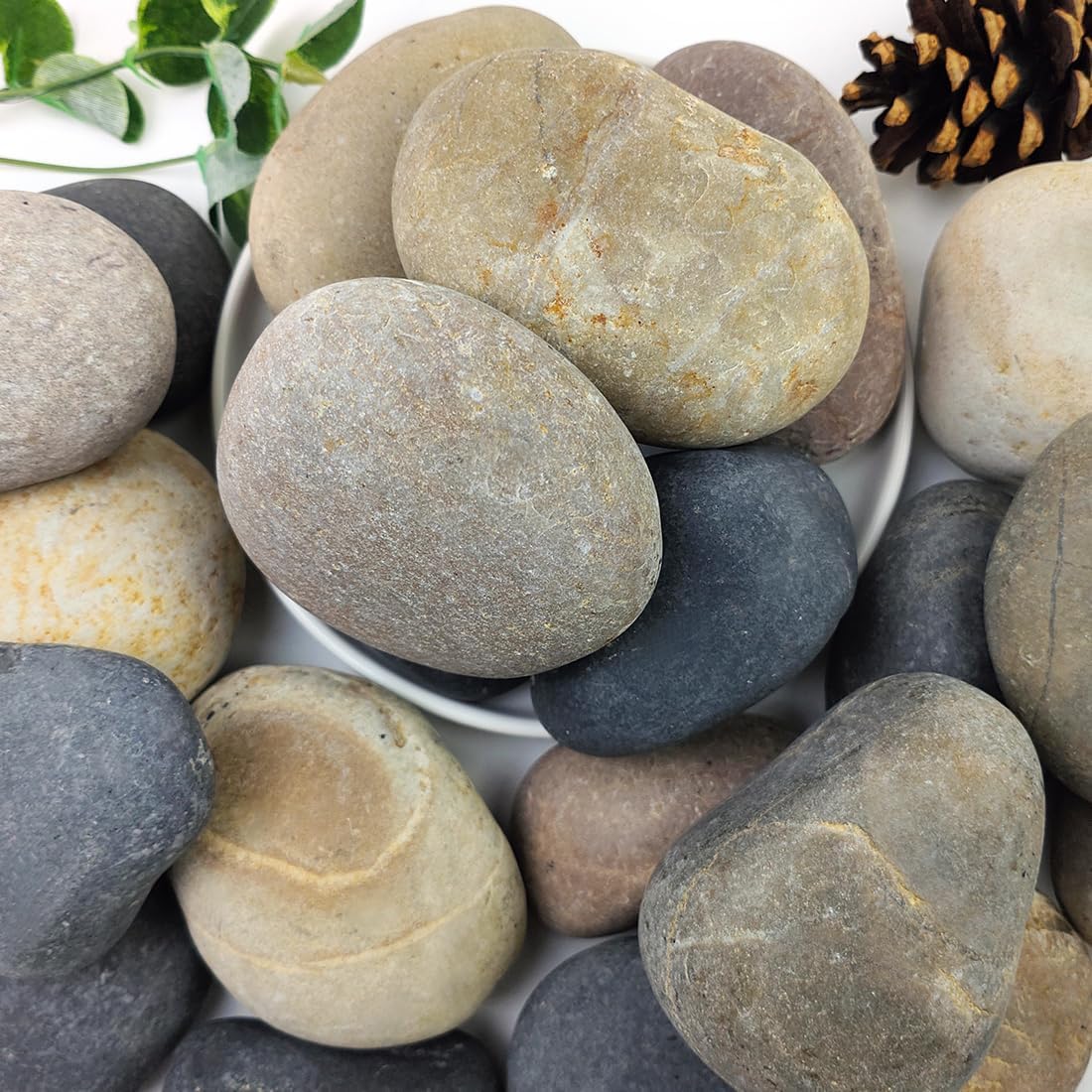 20lbs Natural River Rocks, 3"-4" Premium Pebbles for Garden and Landscape Design, Hand-Picked Smooth Stones for Fish Tank, Flower Pots, Indoor Water Fountains, Pathways, Backyard
