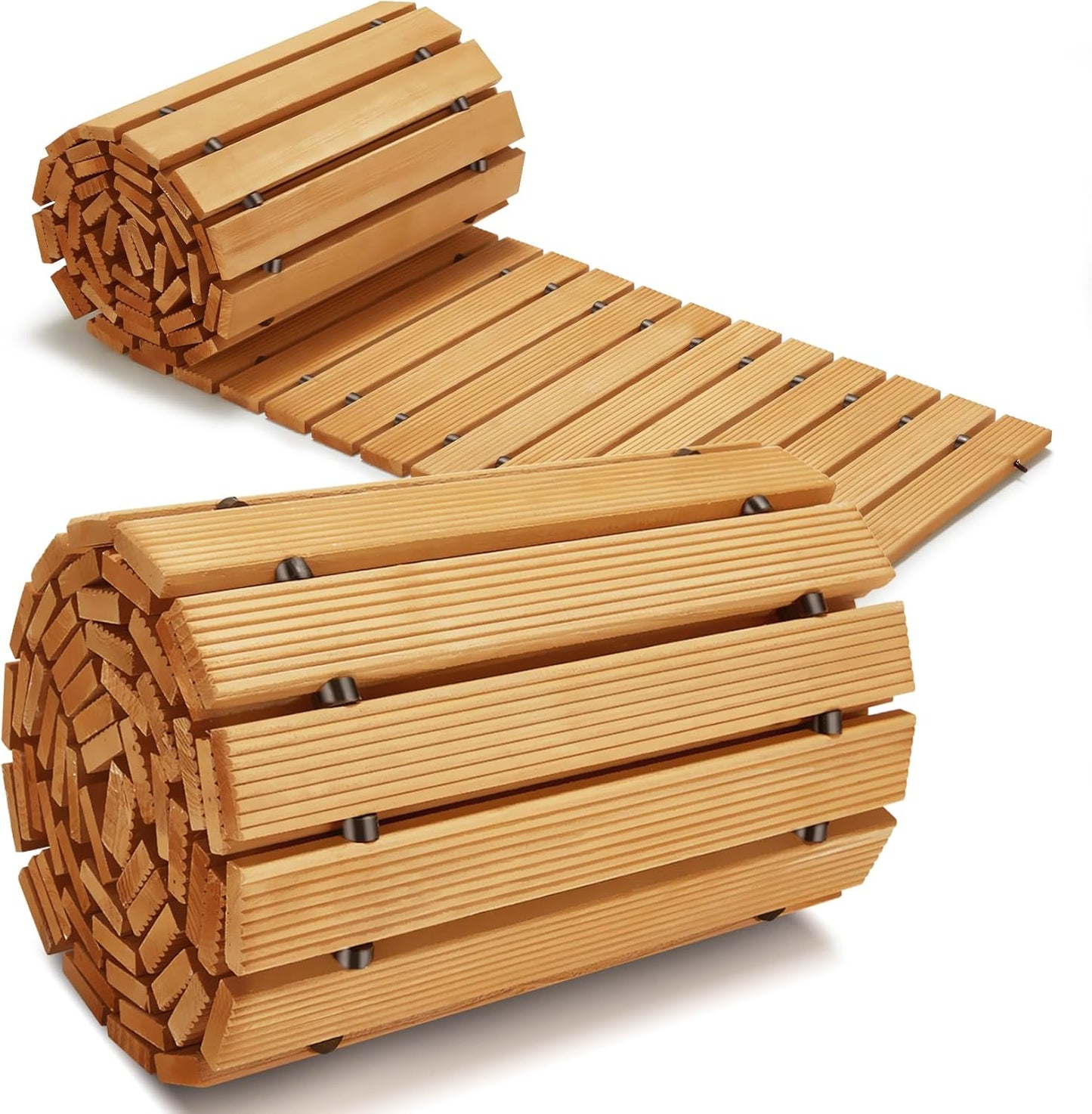 12FT Wooden Garden Pathway,Outdoor Roll Out Decorative Straight Walkway,Weather-Resistant Patio Path,Non-Slip Pavers Boardwalk for Garden, Backyard, Beach, Wedding Party Pathways