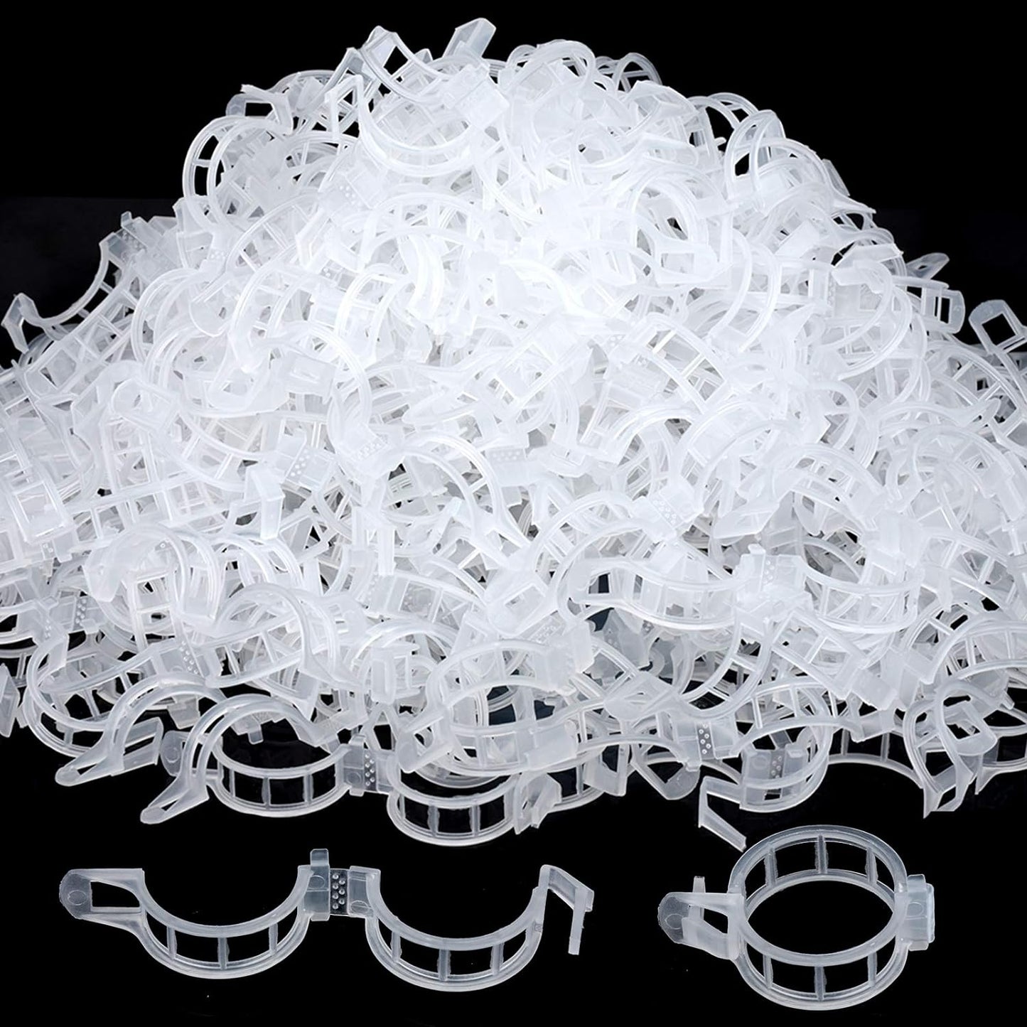 FANDAMEI 300 PCS Plant Support Clips, Plastic Garden Plant Ties, Tomato Clips Trellis for Tomato Cucumber Flower Squash Vine, 1” Inner Diameter for Climbing Plants
