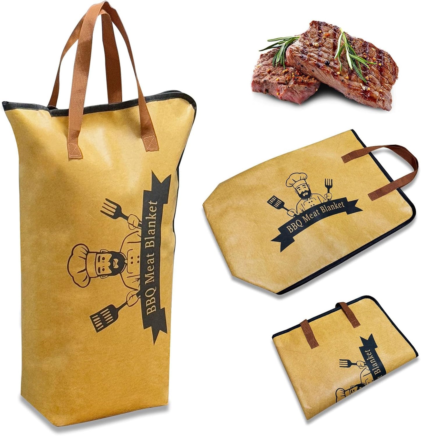 Thickened Insulation BBQ Blanket - Meat Resting Blanket, Locks in Juices, Wide Opening Design, Reusable for Large Brisket, Pork Shoulder, Turkey, Easy Clean, Portable - BBQTools,Gift Accessories