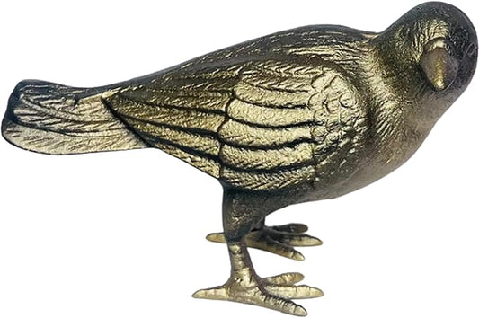 NACH Cast Iron Crow Statue, Head to Side Raven, Large Garden Statues, Crow Garden Sculpture, Bird Figurines Home Decor, Crow Decor, Raven Decor, Gold Bird Statue, 4 x 11 x 6.5 inches, JS-90-7115AG