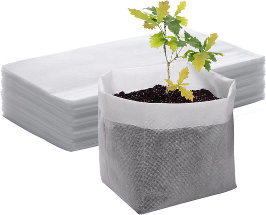 GREANER Plant Nursery Bags, 40 PCS 15.7""x14.2"" Garden Bags to Grow Vegetables, Non-Woven Biodegradable Plant Pots for Gardening Seed Plant Bag, Potato, Flower, Tomato Plant Starts, White