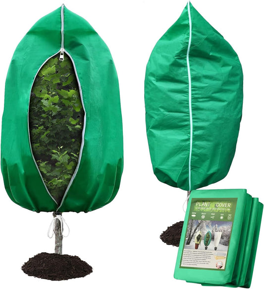 Plant Covers Freeze Protection – 2 Pack 95"x95" Extra Large Frost Blankets for Outdoor Plants, 2.4oz Heavy-Duty Tree Covers with Zipper & Drawstring – Reusable Winter Plant Freeze Cloth