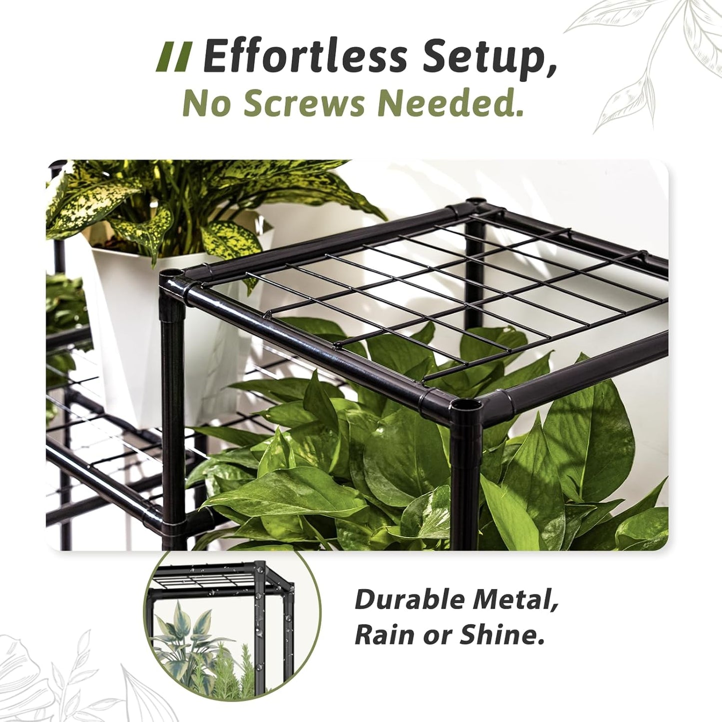 Metal Plant Stand Outdoor 63" Tall Plant Shelf for Plants 14-Tier Large Plant Sheves for Indoor Plants Living Room Heavy Duty Rack Garden Balcony Patio Hanging Planter