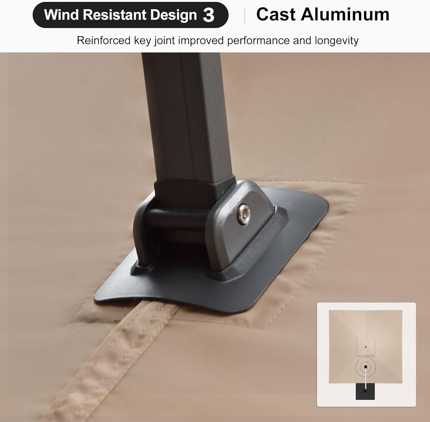 PURPLE LEAF 11FT Cantilever Outdoor Umbrellas Large Patio Umbrella Hanging Double Top Square Offset Umbrella with 360°Rotation Tilting Umbrella Outdoor Patio, Taupe