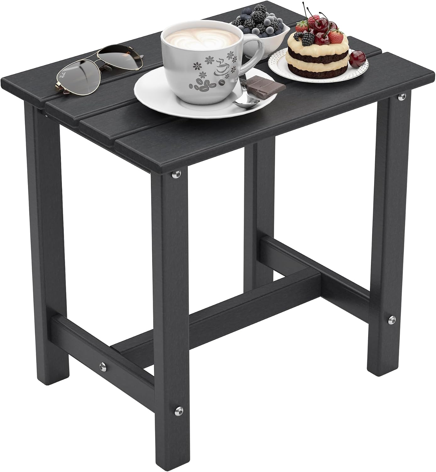 Outdoor Side Table, End Table for Adirondack Chair, 18" Patio Table for Porch, Yard, Weather Resistant, Black