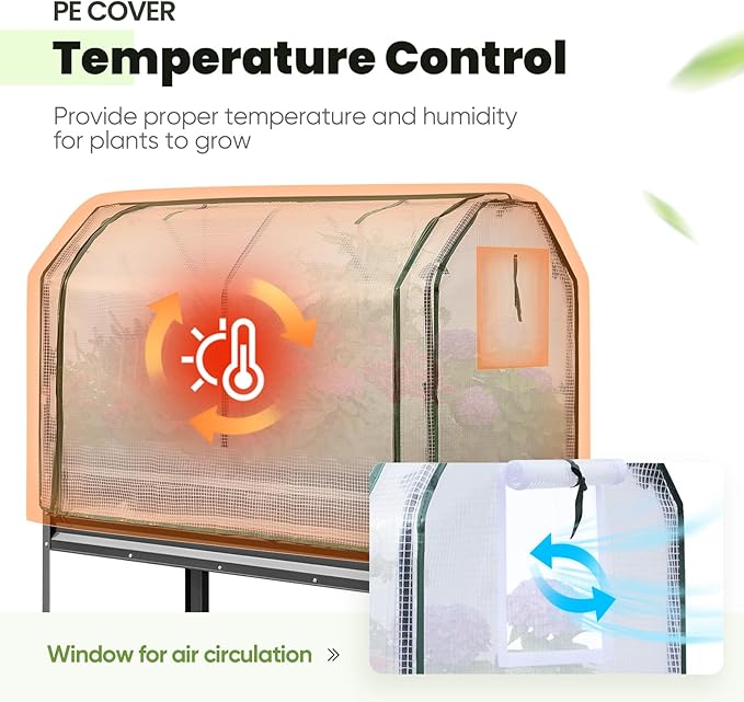 KING BIRD Large Raised Garden Bed with Cover & Netting Galvanized Elevated Planter Box with Legs 48×24×56 in for Backyard, Patio, Balcony, 400lb Capacity, Dark Grey